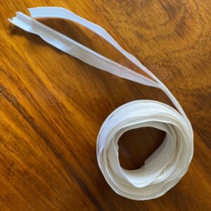 White zip tape, 3cm wide x 3m